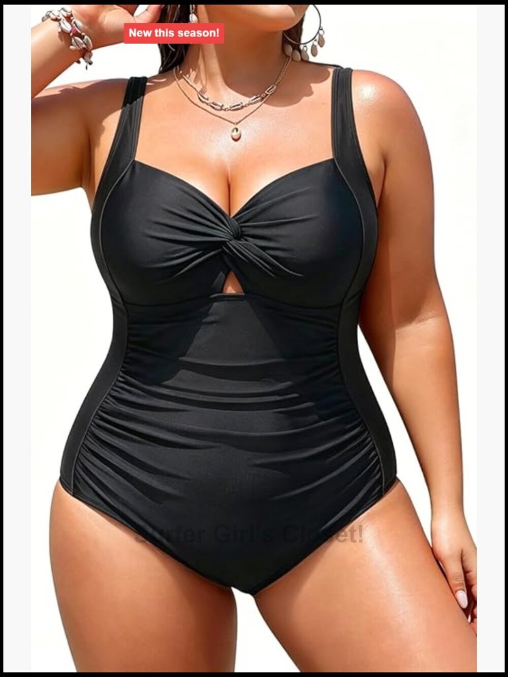 Plus Size One Piece Swimsuit Tummy Control Twist Front Ruched Full Coverage